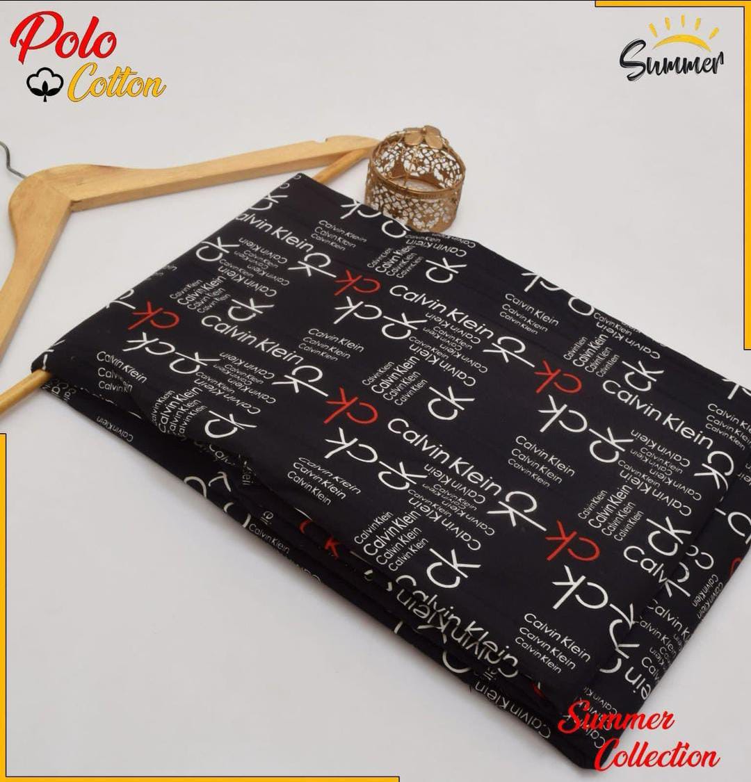 Women Unstitched Polo Cotton CK Printed Suit