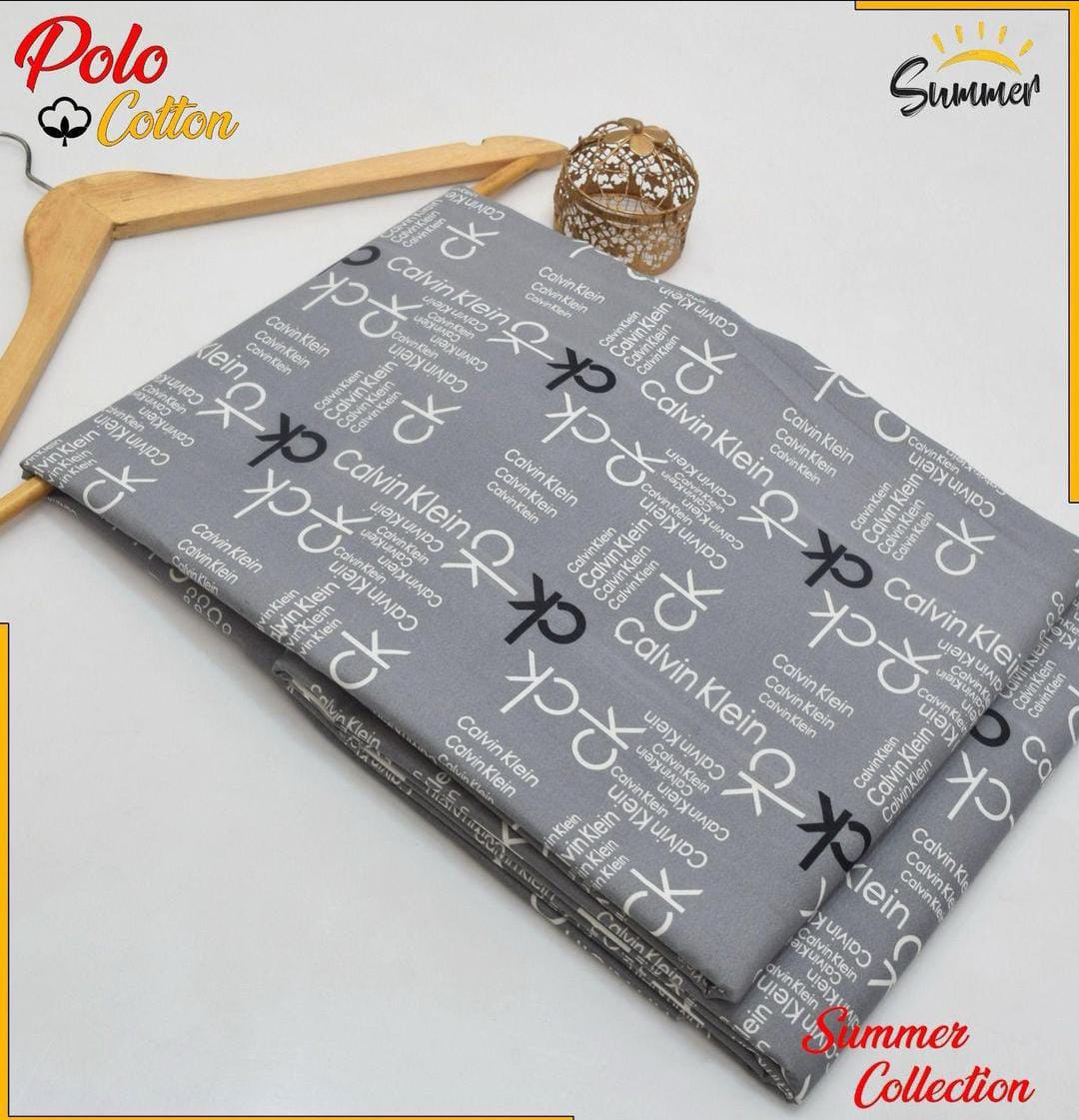 Women Unstitched Polo Cotton CK Printed Suit