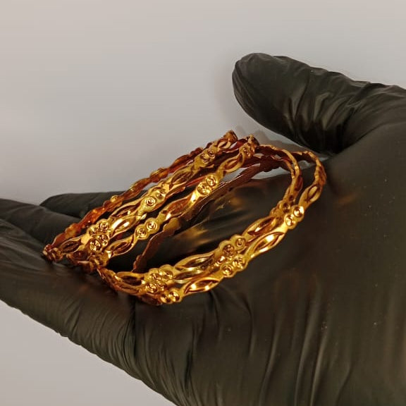 Gold Plated Bangles For Ladies | Girls – 6 Churiyan Gold Plated Bangles For Wedding | Special Occasion