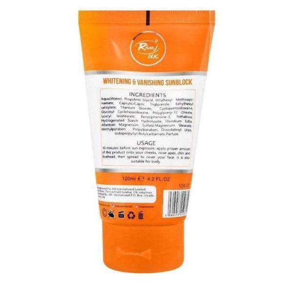 Rivaj Sunblock Whitening & Vanishing Spf60 Ideal For All Skin Types [150ml]