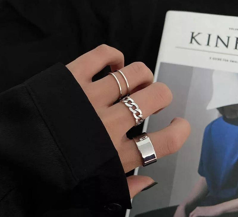 Alloy Plated Hip Hop Rings | Pack of 3.